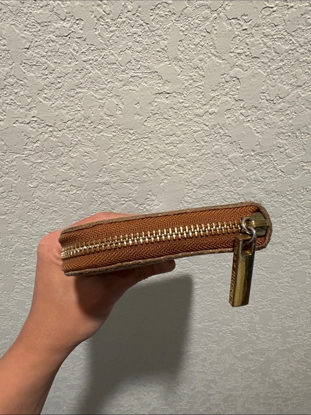 Tory Burch Tan Snakeskin-Embossed Zip Wallet